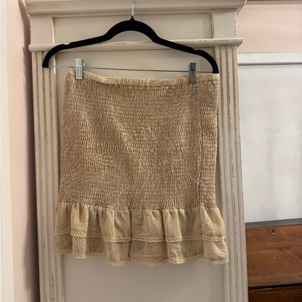 South Moon Under Beige Mini Skirt with Ruffle Detail